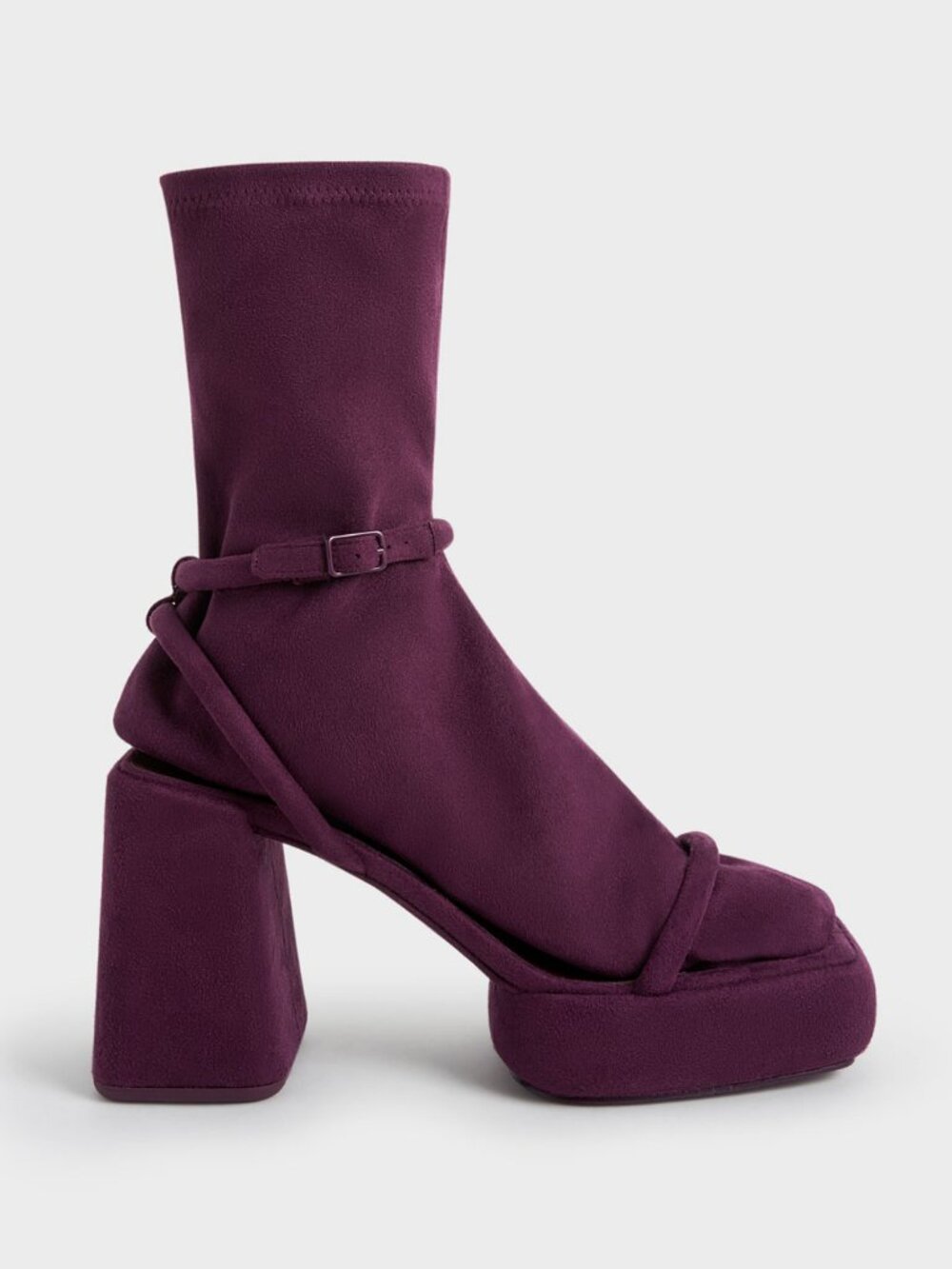 NWOT Charles & Keith Eggplant Faux Suede Platform Sandals - Sz 41 (US 10)